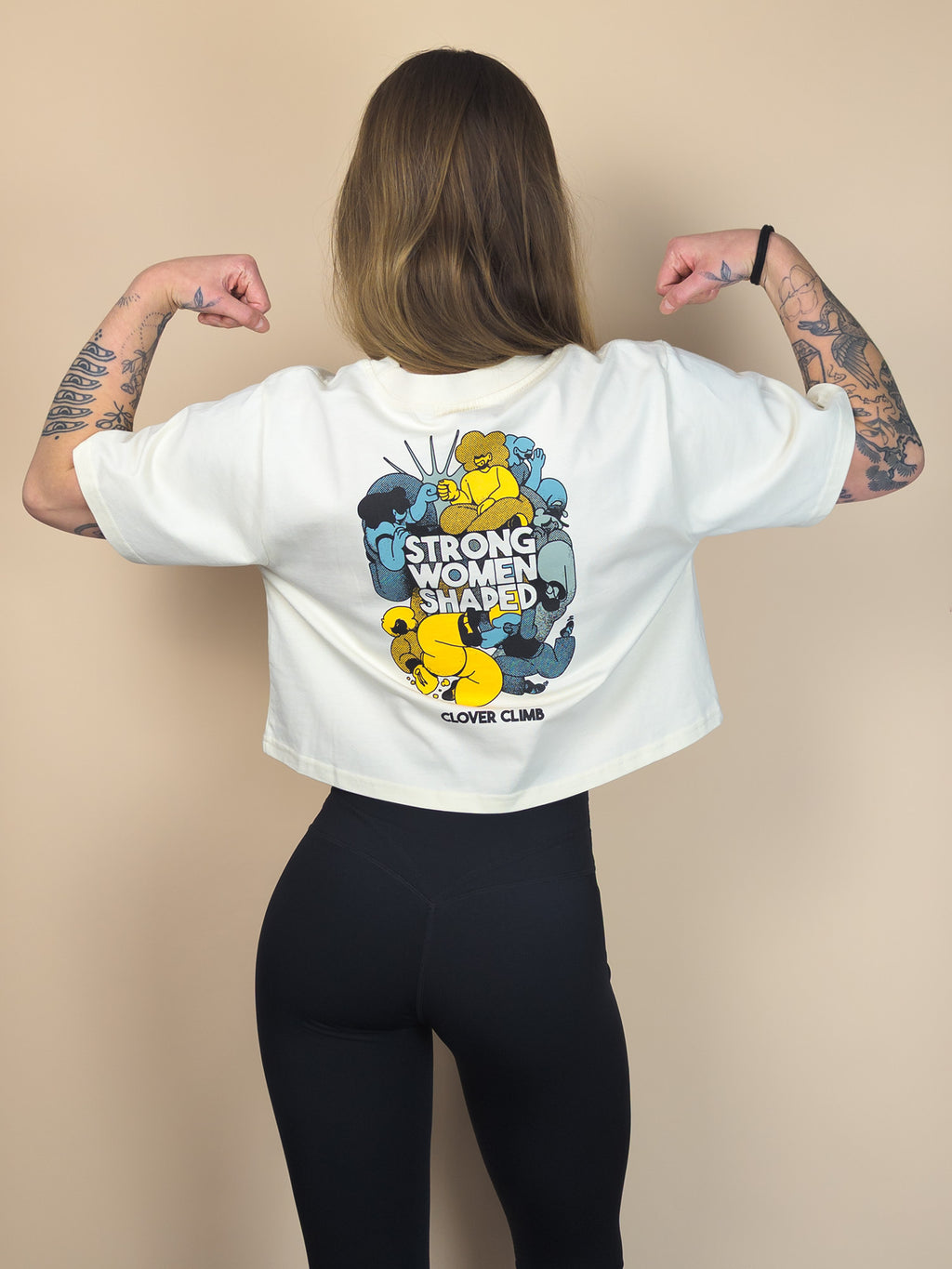 Strong Women Shaped Graphic Crop - Ecru