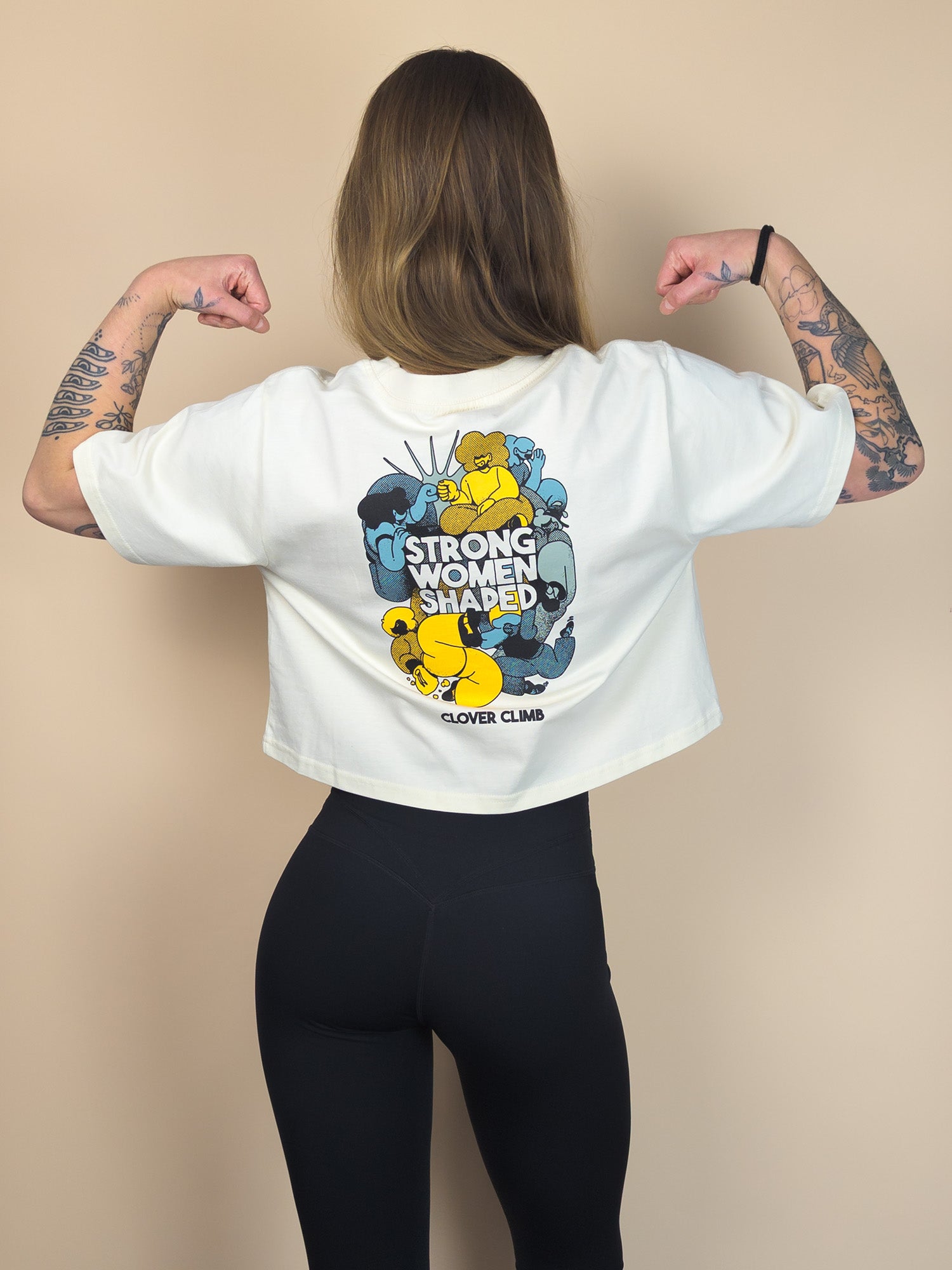Strong Women Shaped Graphic Crop - Ecru